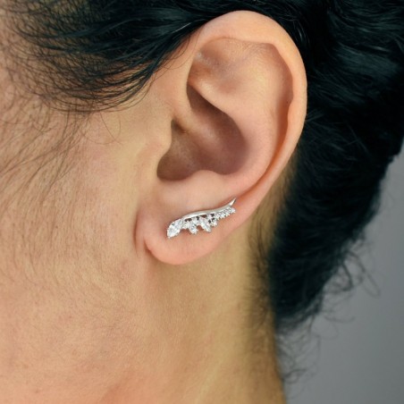 Boucles d'oreilles grimpantes contour de lobe serti d'oxyde de zirconium Argent 925 Rhodié