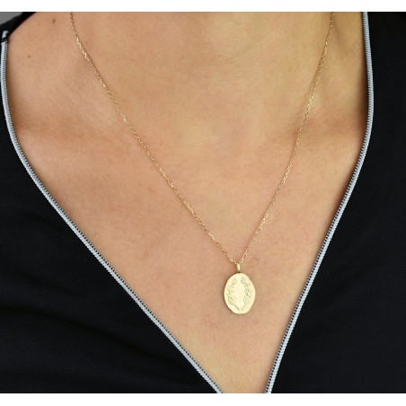 Collier médaillon couronne de lauriers Plaqué OR 750 3 microns