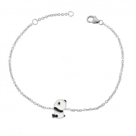 Bracelet Panda Argent 925 Rhodié - Bijou Émaillé Collection Enfant