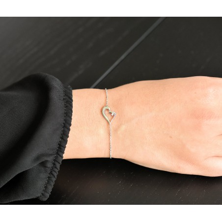 Bracelet coeur oxyde de zirconium Argent 925 Rhodié