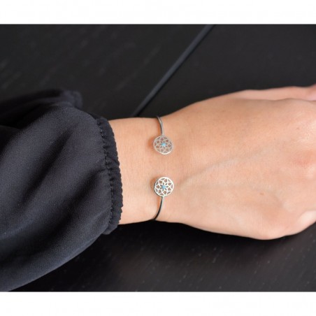 Bracelet jonc attrape-rêve perle bleu turquoise Argent 925 Rhodié