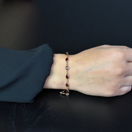 Bracelet cristal suite de pierres ovales Plaqué OR 750 3 microns