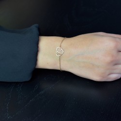 Bracelet coeur ciselé Plaqué OR 750 3 microns