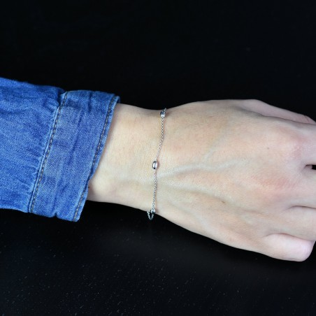 Bracelet suite de 5 billes ovales Argent 925 Rhodié
