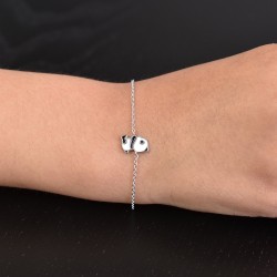 Bracelet panda émail blanc et noir Argent 925 Rhodié