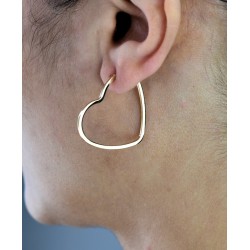 Boucles d'oreilles créoles en forme de coeurs Plaqué OR 750 3 microns