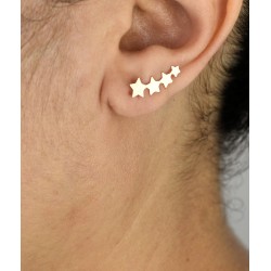 Boucles d'oreilles contour de lobe suite d'étoiles Plaqué or 750 3 microns