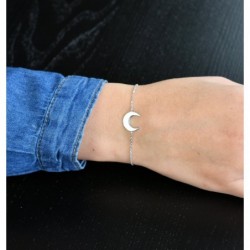 Bracelet croissant de lune Argent 925 Rhodié