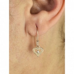 Boucles d'oreilles coeur ajouré oxyde de zirconium Plaqué OR 750 3 microns