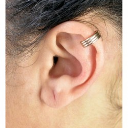 Clip d'oreille earcuff fil 3 rangs Plaqué OR 750 3 microns