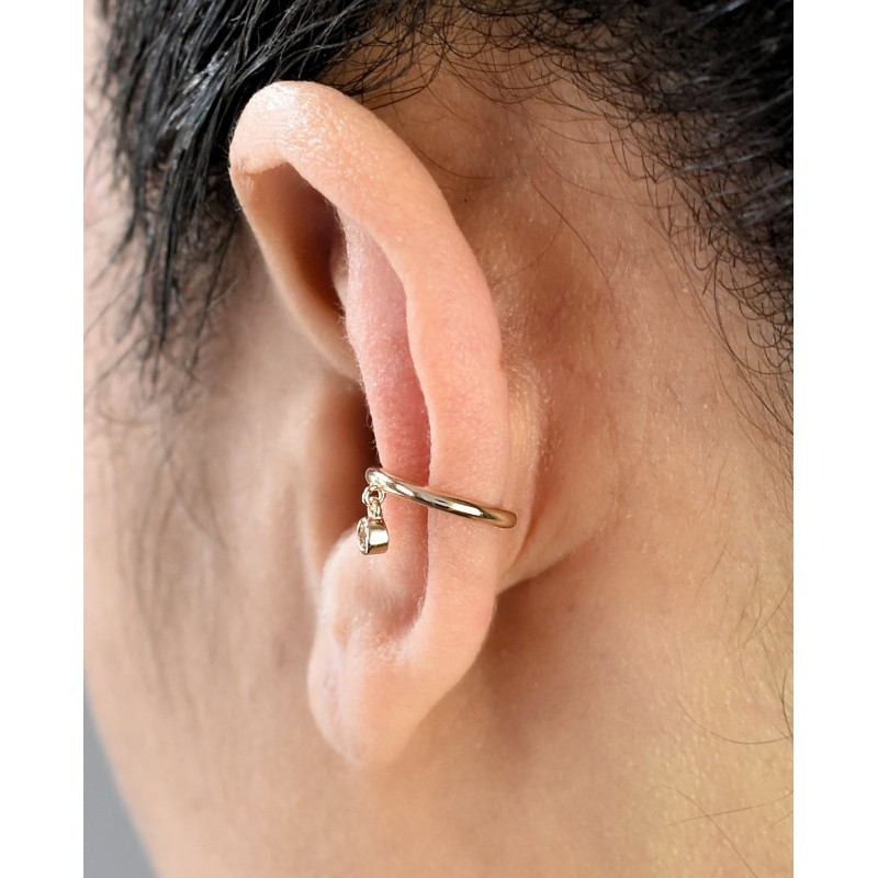 Bague d'oreille oxyde de zirconium pendant Plaqué OR 750 3 microns