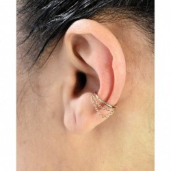 Bague d'oreille 2 chainettes pendantes Plaqué OR 750 3 microns
