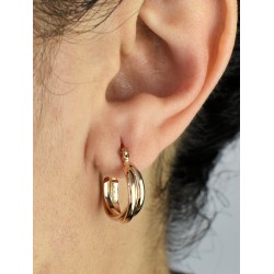 Boucles d'oreilles créoles anneaux enlacés Plaqué OR 750 3 microns