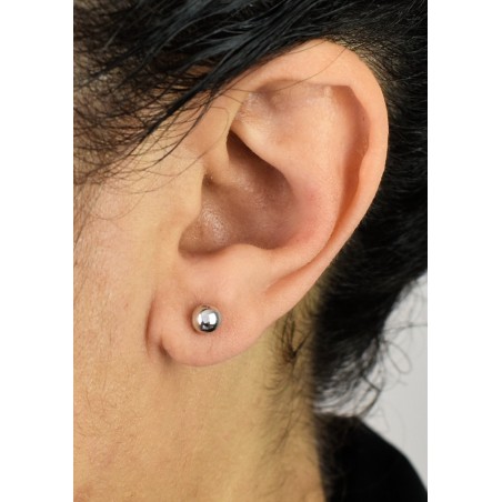 Boucles d'oreilles puce boule Argent 925 Rhodié