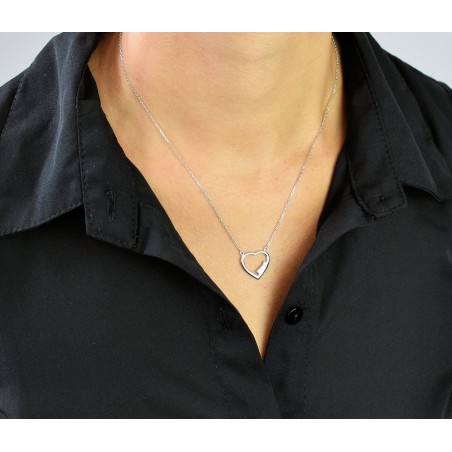 Collier coeur de petits oxydes de zirconium Argent 925 Rhodié