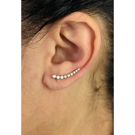 Boucles d'oreilles grimpantes contour de lobe serti d'oxyde de zirconium clos rond Plaqué OR 750 3 microns
