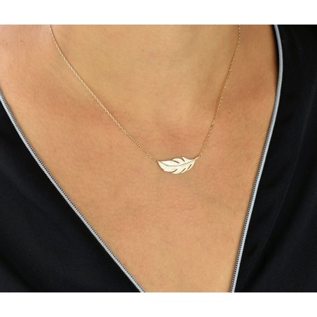 Collier plume Plaqué OR 750 3 microns