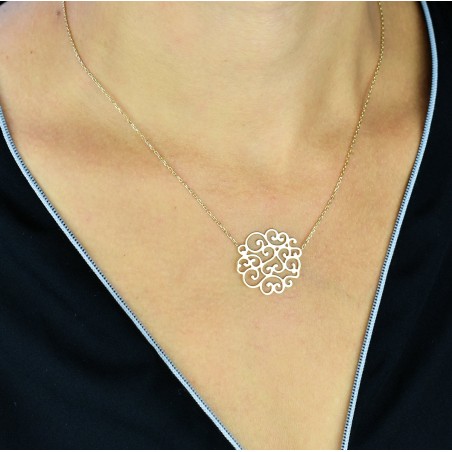 Collier arabesque de coeurs Plaqué OR 750 3 microns