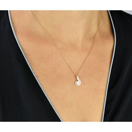 Collier spirale d'oxyde de zirconium rond Plaqué OR 750 3 microns