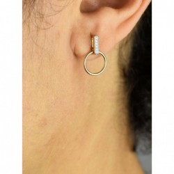 Boucles d'oreilles cercle barre sertie d'oxydes de zirconium Plaqué or 750 3 microns 2 tons