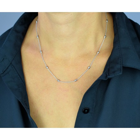 Collier suite de billes ovales Argent 925 Rhodié