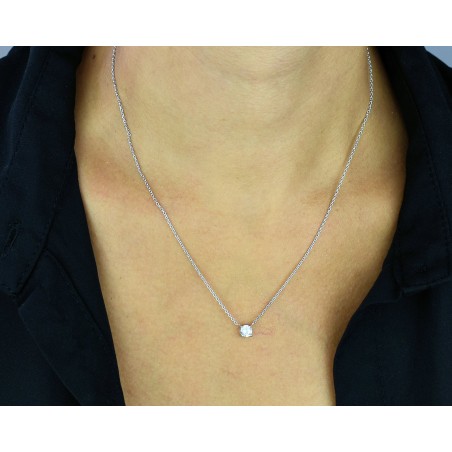 Collier solitaire oxyde de zirconium Argent 925 Rhodié