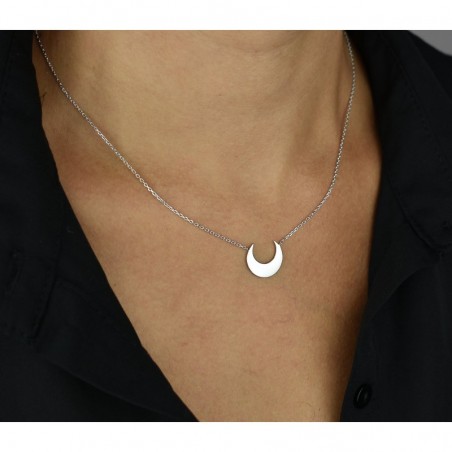 Collier croissant de lune Argent 925 Rhodié