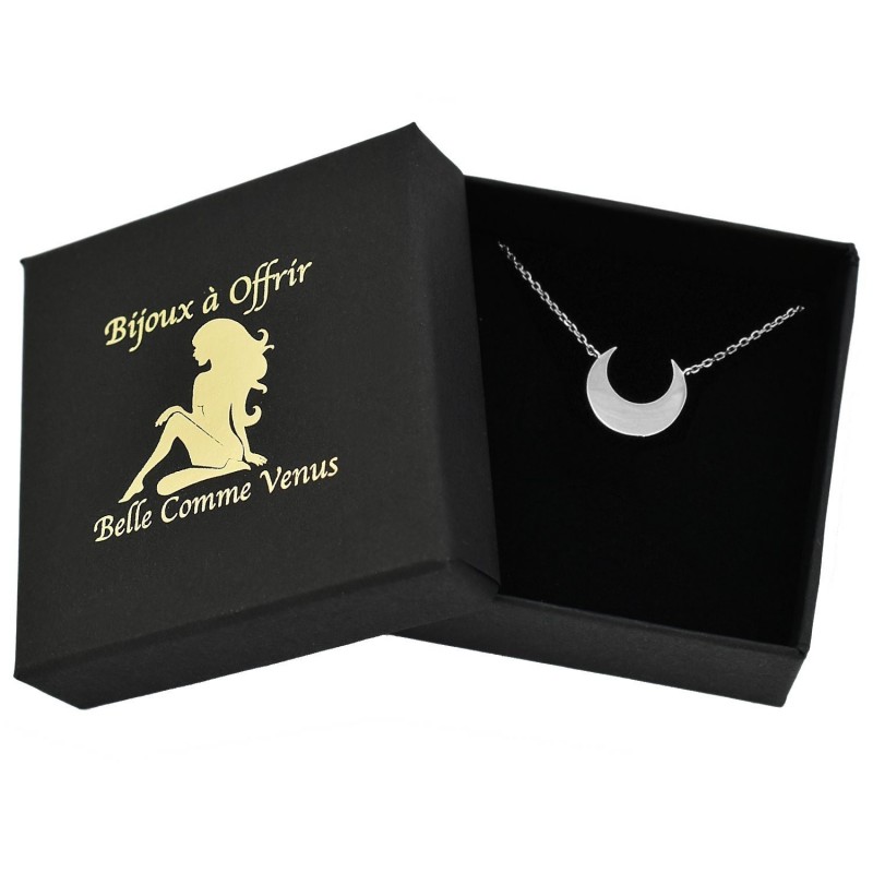 Collier croissant de lune Argent 925 Rhodié