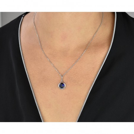 Collier goutte oxyde de zirconium bleu roi Argent 925 Rhodié