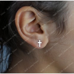 Boucles d'oreilles petite croix Argent 925 Rhodié