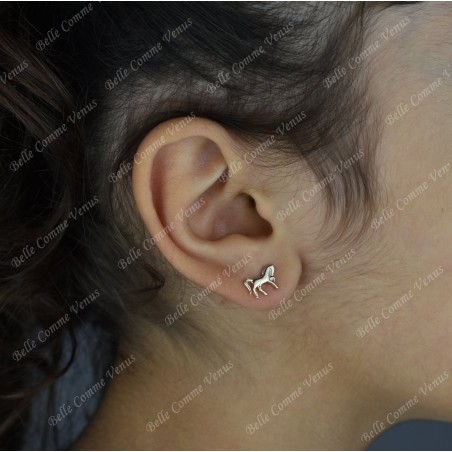 Boucles d'oreilles cheval Plaqué OR 750 3 microns