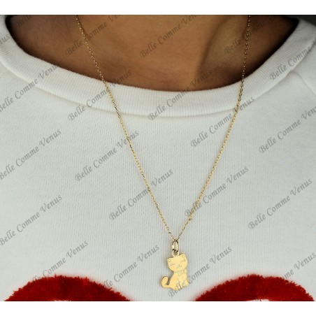 Collier chat pour enfant Plaqué OR 750 3 microns