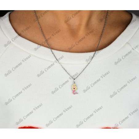 Collier sirène émail coloré Argent 925 Rhodié