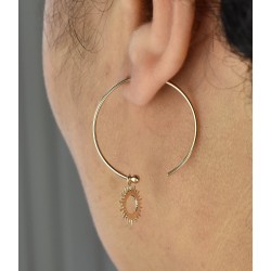 Boucles d'oreilles créole soleil pendant Plaqué or 750 3 microns