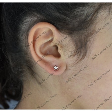 Boucles d'oreilles petite étoile Argent 925 Rhodié