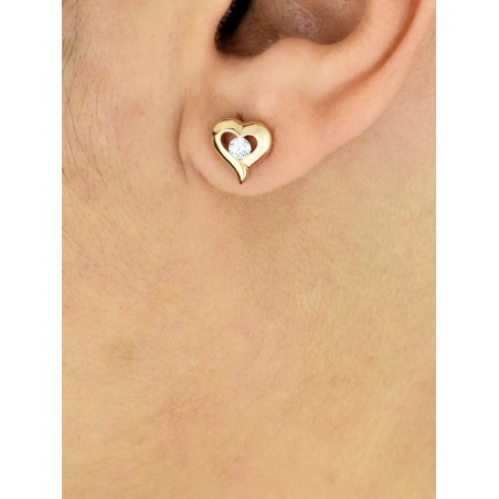 Boucles d'oreilles coeur oxyde de zirconium Plaqué OR 750 3 microns