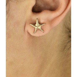 Boucles d'oreilles étoile de mer ciselée Plaqué OR 750 3 microns