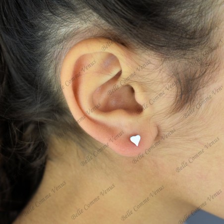 Boucles d'oreilles petit coeur Argent 925 Rhodié