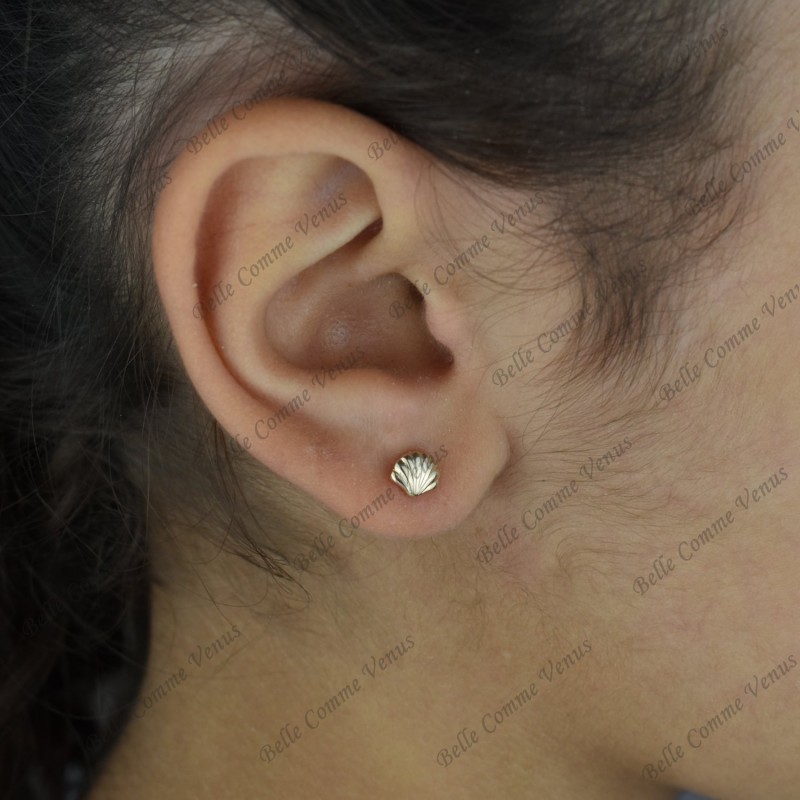 Boucles d'oreilles coquillage Plaqué OR 750 3 microns