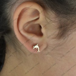Boucles d'oreilles dauphin pour enfant Plaqué OR 750 3 microns