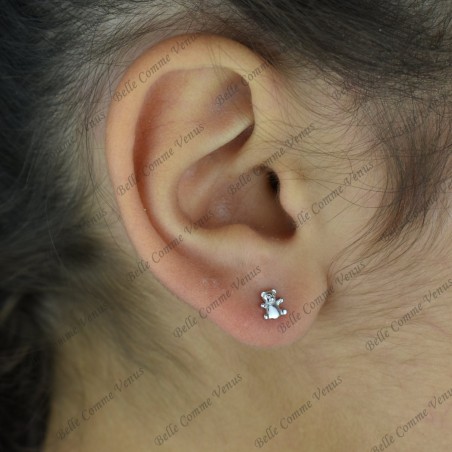 Boucles d'oreilles petit ourson Argent 925 Rhodié
