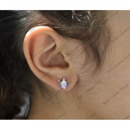 Boucles d'oreilles fée émail coloré Argent 925 Rhodié