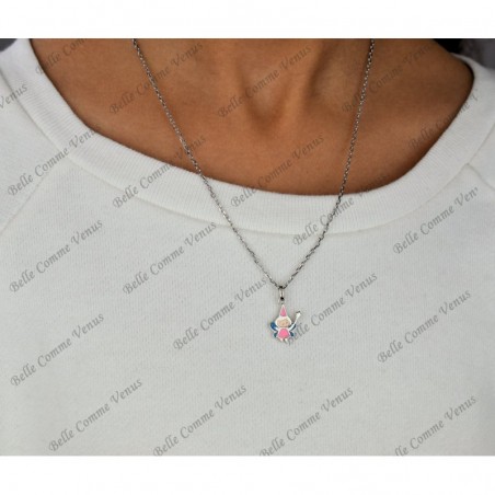Collier fée émail coloré Argent 925 Rhodié