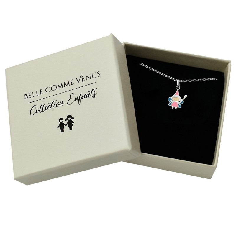 Collier fée émail coloré Argent 925 Rhodié