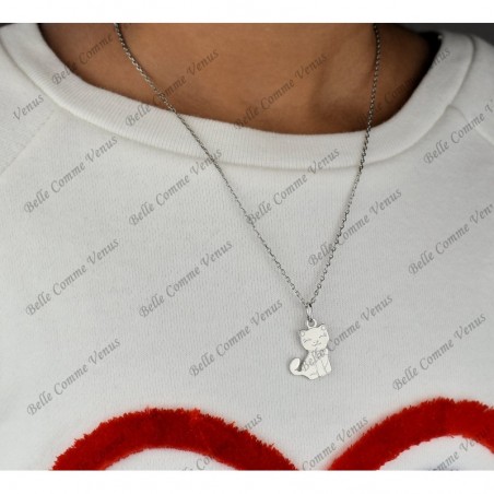 Collier chat noeud papillon pour enfant Argent 925 Rhodié