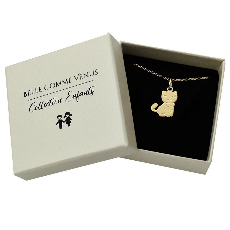Collier chat pour enfant Plaqué OR 750 3 microns