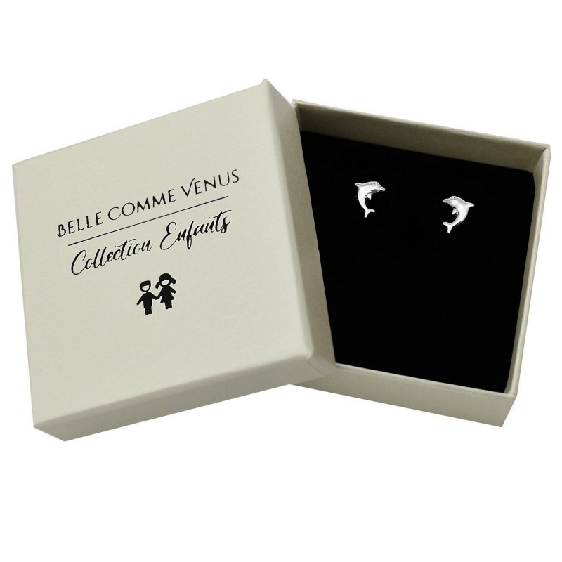 Boucles d'oreilles dauphin pour enfant Argent 925 Rhodié