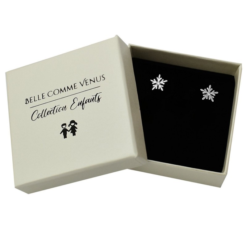 Boucles d'oreilles flocon de neige oxyde de zirconium Argent 925 Rhodié