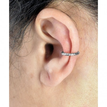 Clip d'oreille earcuff fil effet tressé Argent 925 Rhodié
