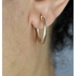 Boucles d'oreilles Créoles effet jonc tressé Plaqué or 750 3 microns